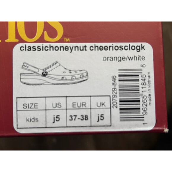 Crocs x Honey Nut Cherrios Classic Clog Sandal Junior 5 Womens 7 NEW NIB - Picture 5 of 6